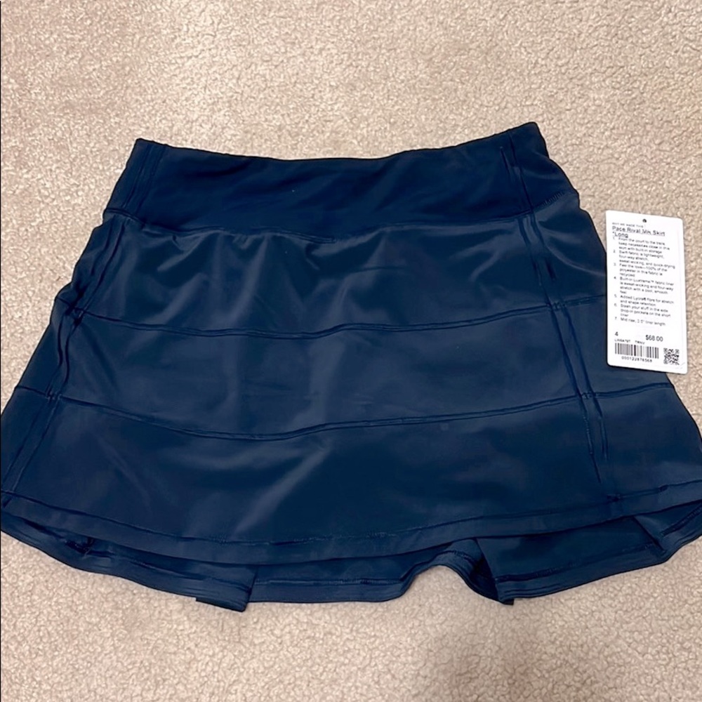Lululemon pace rival MR skirt 4 tall true navy NWOT